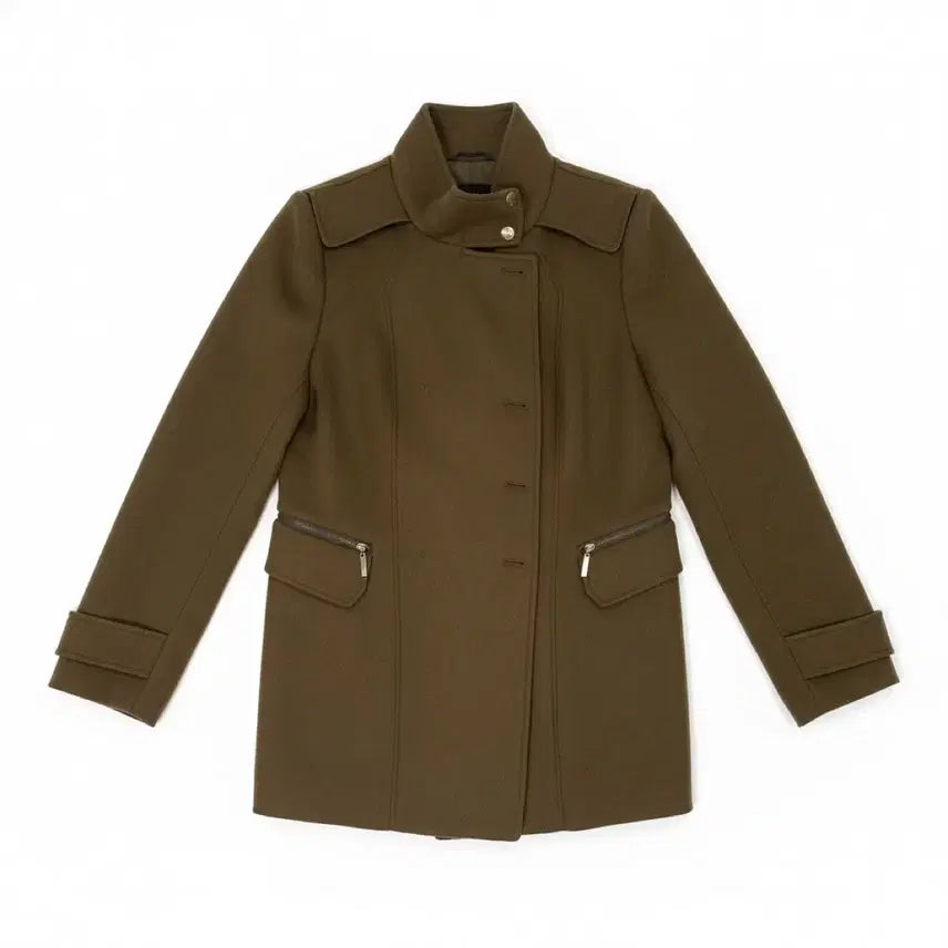 [BUNJANG] ab.plus Wool Button Half Coat - Khaki / [66/55~66] ab.plus 모직 버튼 하프 코트 카키