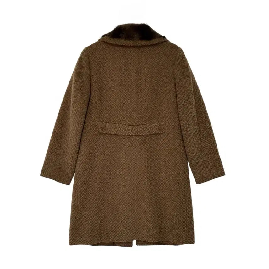[BUNJANG] Unbranded Wool Blend Half Coat Brown / [85-99-155/55~66] 퍼칼라 울 하프 코트 브라운