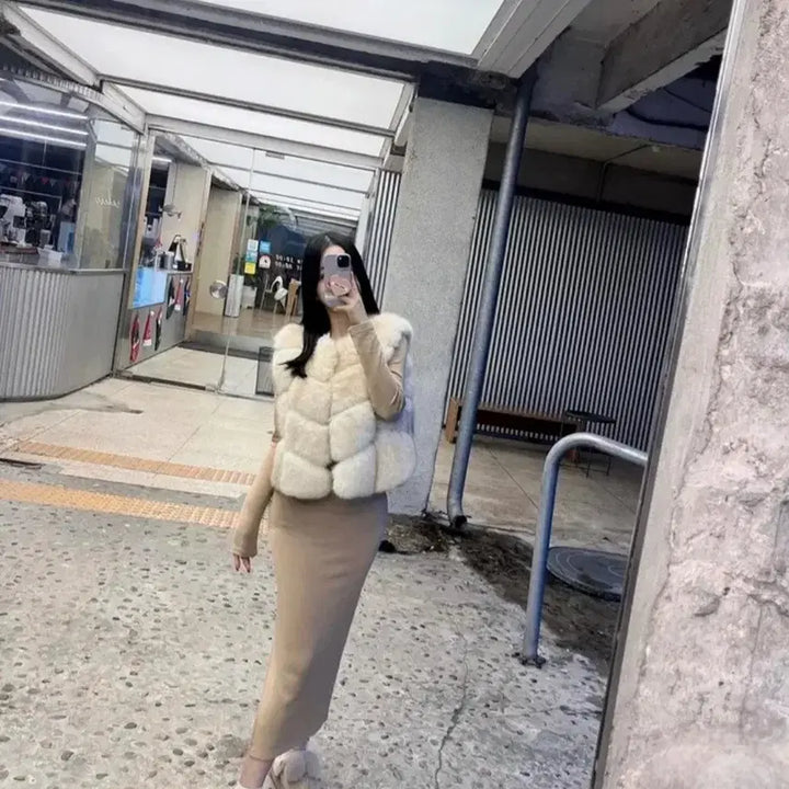 [BUNJANG] Fox Cropped Faux Fur Vest / [새상품/수입의류] 크롭 폼폼이 퍼 조끼 베스트