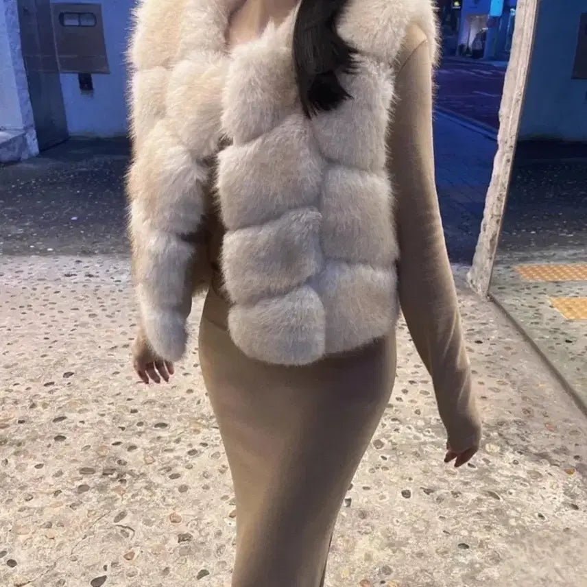 [BUNJANG] Fox Cropped Faux Fur Vest / [새상품/수입의류] 크롭 폼폼이 퍼 조끼 베스트