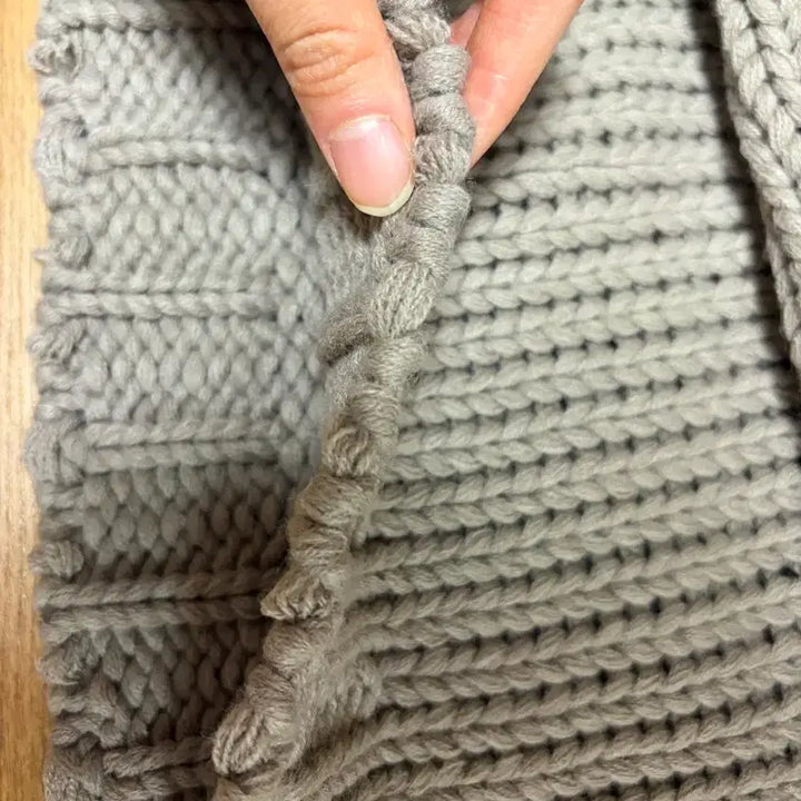 [BUNJANG] Unisex Gray Knit Turtleneck Sweater / 회색 굵은 짜임 목폴라 니트