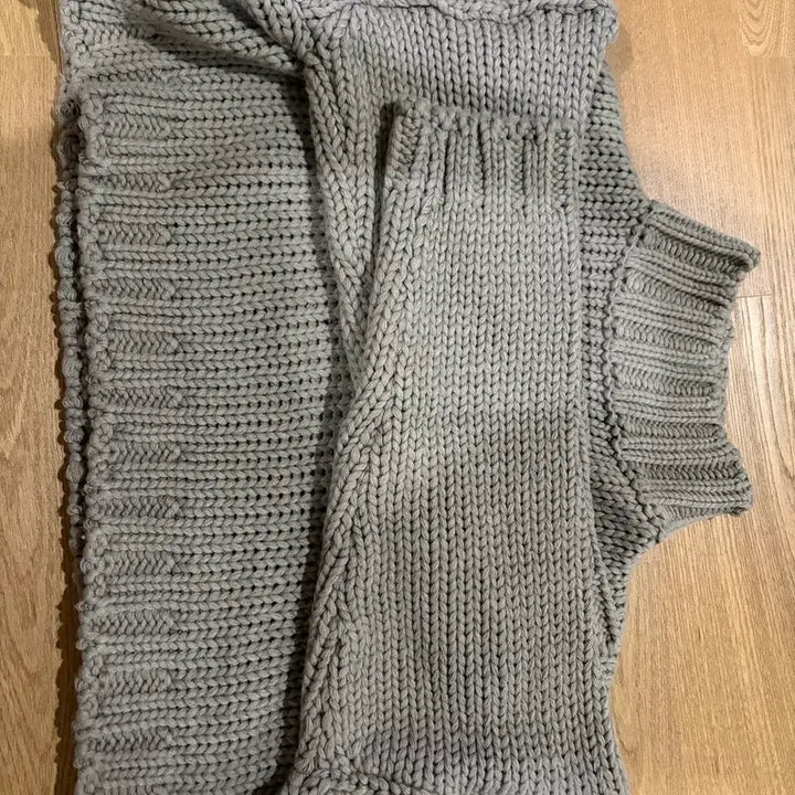 [BUNJANG] Unisex Gray Knit Turtleneck Sweater / 회색 굵은 짜임 목폴라 니트