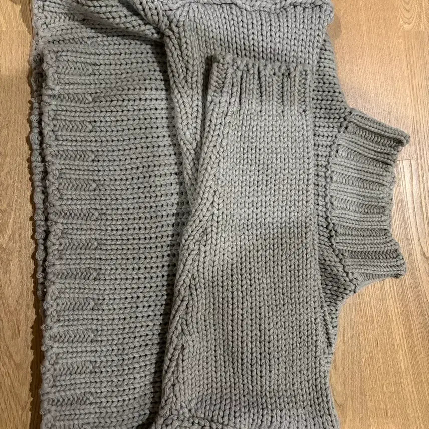 [BUNJANG] Unisex Gray Knit Turtleneck Sweater / 회색 굵은 짜임 목폴라 니트