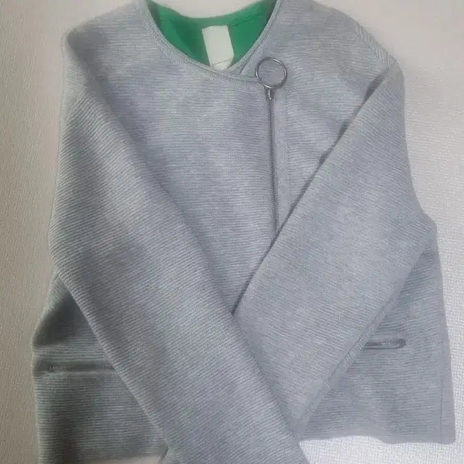 [BUNJANG] Gray Zip-up Knit Cardigan / 그레이 집업 니트 가디건