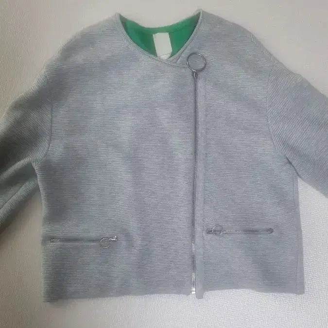 [BUNJANG] Gray Zip-up Knit Cardigan / 그레이 집업 니트 가디건