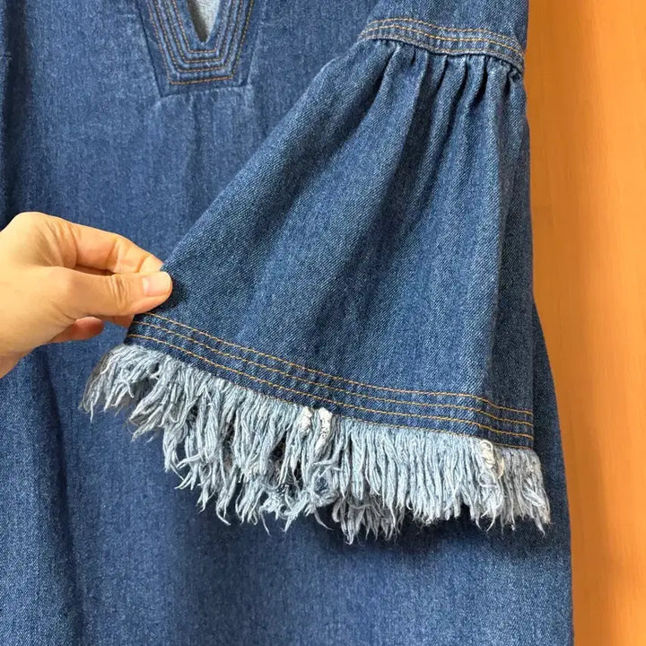 [BUNJANG] Lucky Chouette Denim Tunic / 럭키슈에뜨 데님 튜닉 프린지 장식