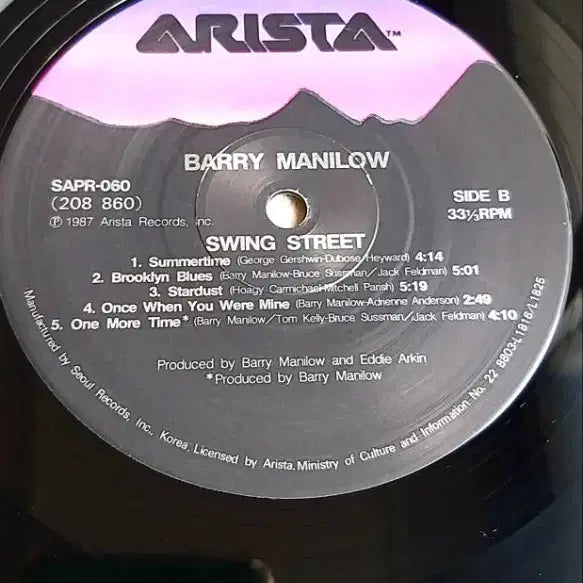 [BUNJANG] Barry Manilow SWING Street Vinyl LP / [LP] 베리 매닐로우 "SWING street" 바이닐 (88년)