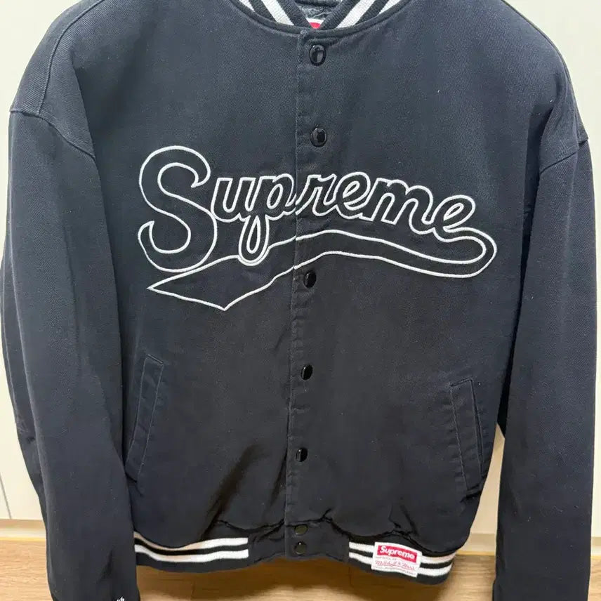 [BUNJANG] Supreme Mitchell &amp; Ness Doughboy Varsity Jacket / 슈프림 미첼앤네스 도우보이 바시티 자켓 블랙