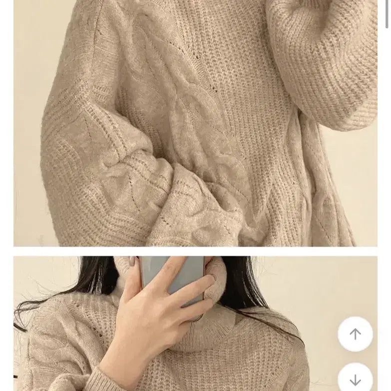 [BUNJANG] Generic Mini Dress / 터틀넥 꽈배기 니트벌룬 미니원피스