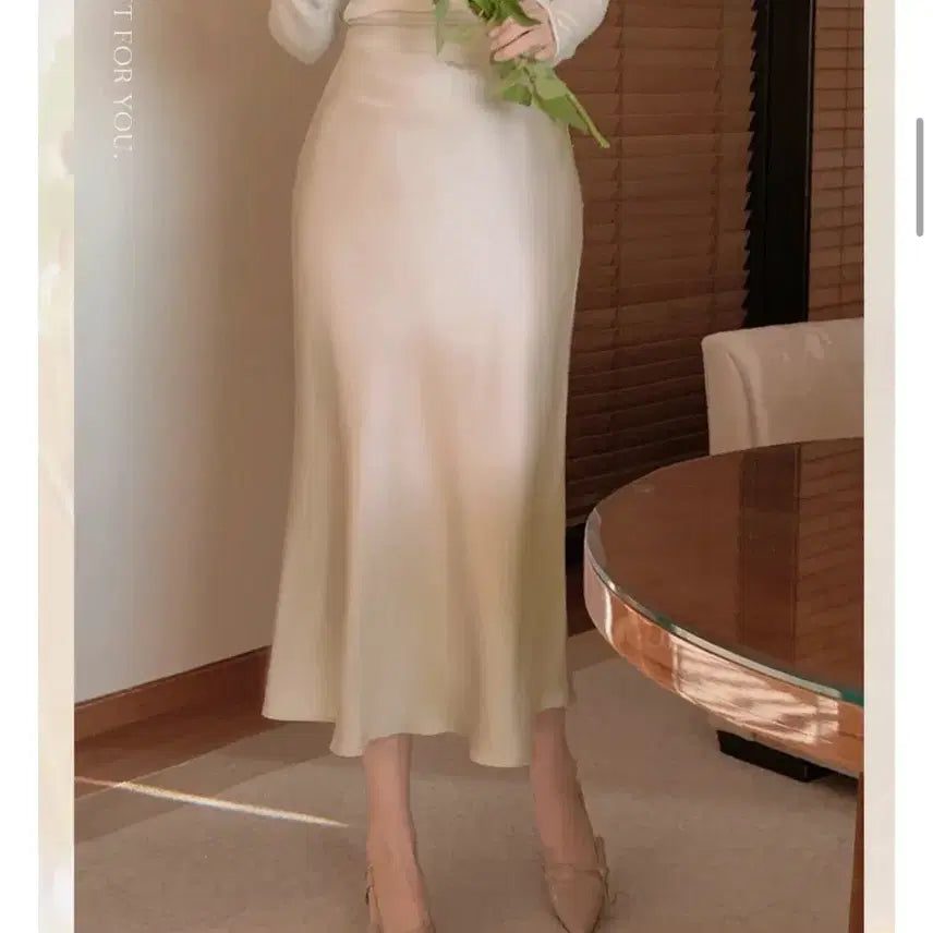 [BUNJANG] Everymorning Satin Ribbon Semi Mermaid Long Skirt / 에브리모닝 샤틴 리본 세미 머메이드 롱스커트
