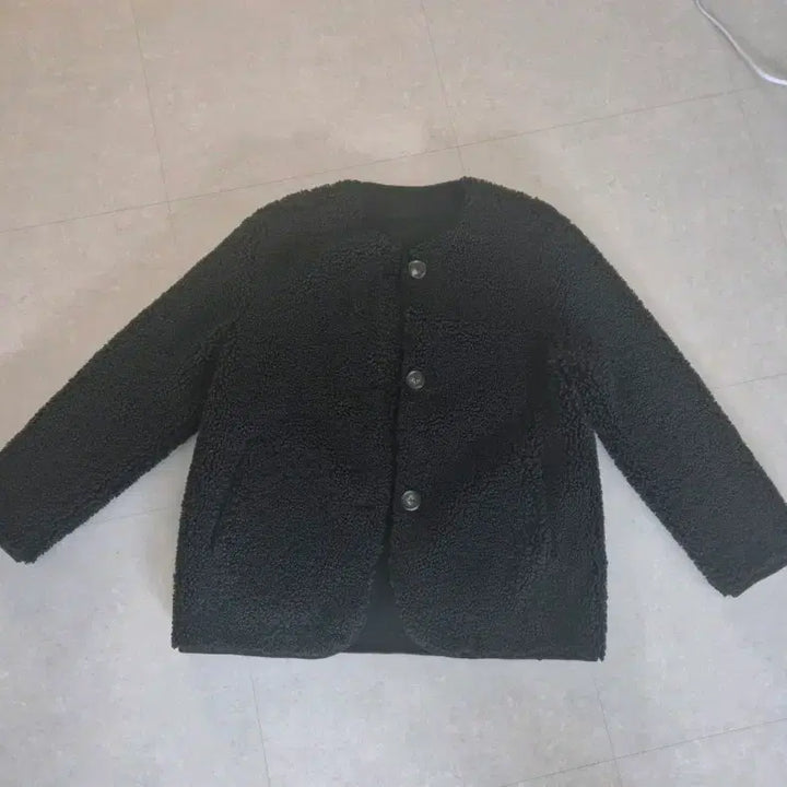 [BUNJANG] Black Curly Jacket / 리스트 검정색 뽀글이 자켓