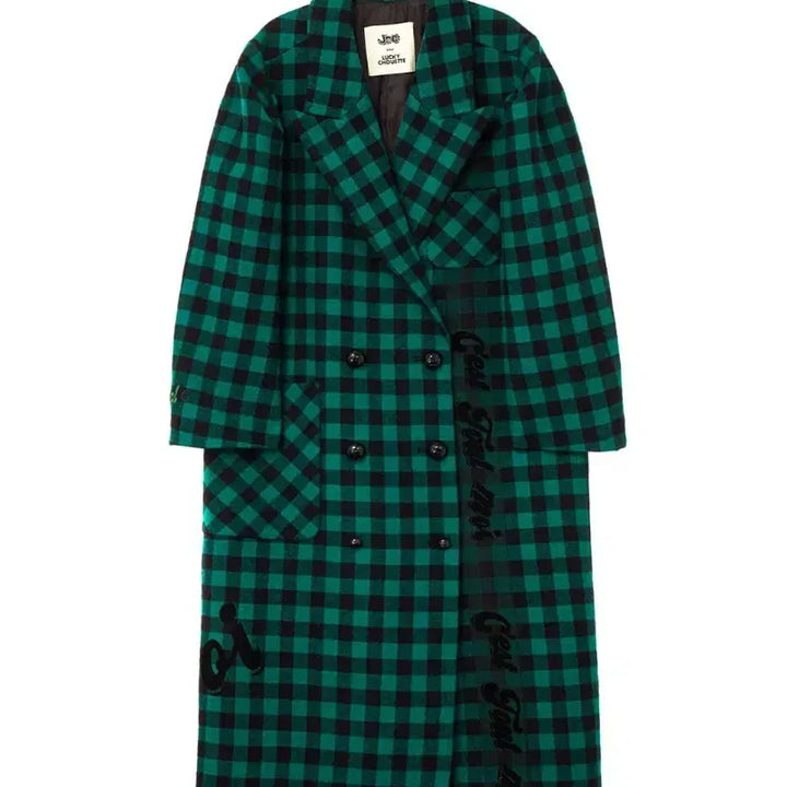 [BUNJANG] Lucky Chouette Check Long Coat / 럭키슈에뜨 체크 롱코트