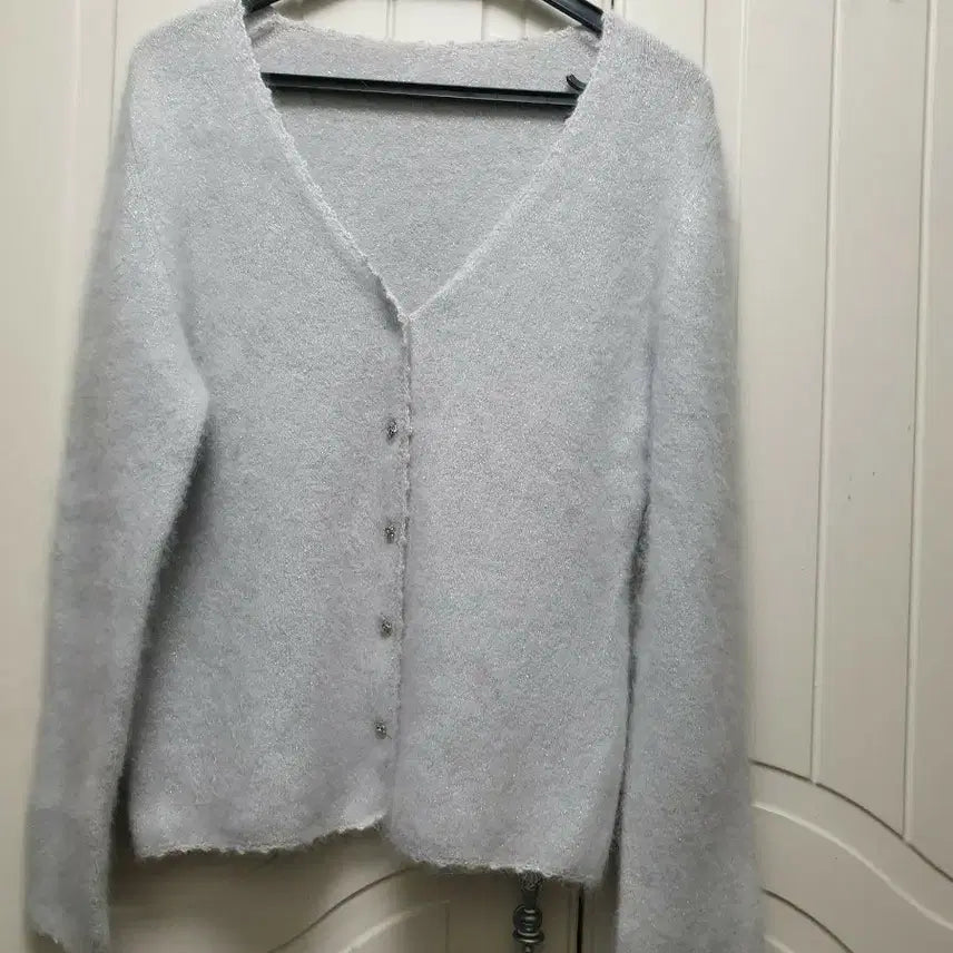[BUNJANG] Angora Cardigan - Silver Gray 55 Size / Japan 앙고라 가디건 은회색 55사이즈