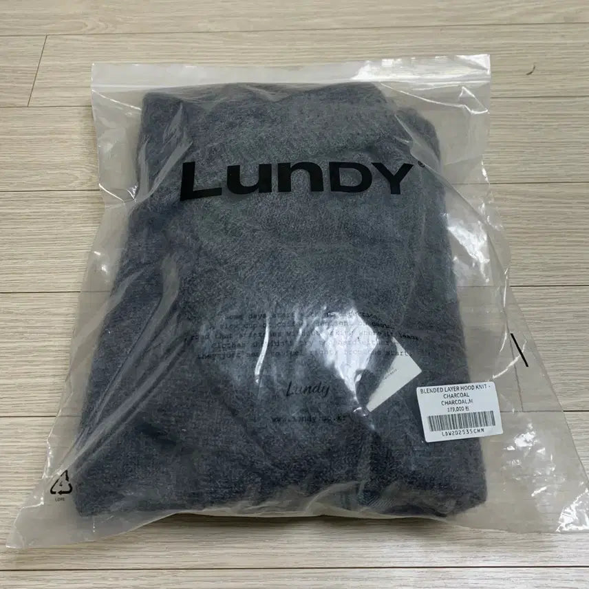 [BUNJANG] Lundy Layered Hood Knit Grey (Charcoal) M / 런디 lundy 레이어드 후드 니트 그레이 (차콜) M