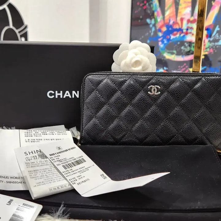 [BUNJANG] Chanel Classic Caviar Black Long Wallet A50097 / 샤넬클래식 캐비어 블랙은장 장지갑A50097판매