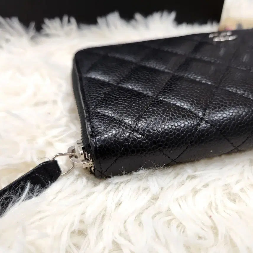 [BUNJANG] Chanel Classic Caviar Black Long Wallet A50097 / 샤넬클래식 캐비어 블랙은장 장지갑A50097판매