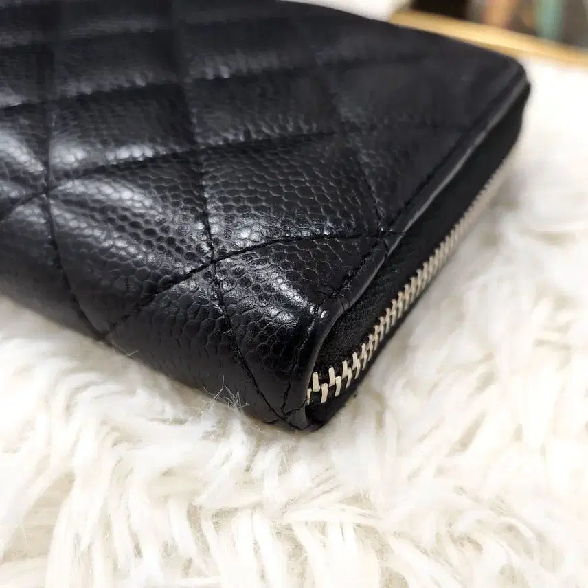 [BUNJANG] Chanel Classic Caviar Black Long Wallet A50097 / 샤넬클래식 캐비어 블랙은장 장지갑A50097판매
