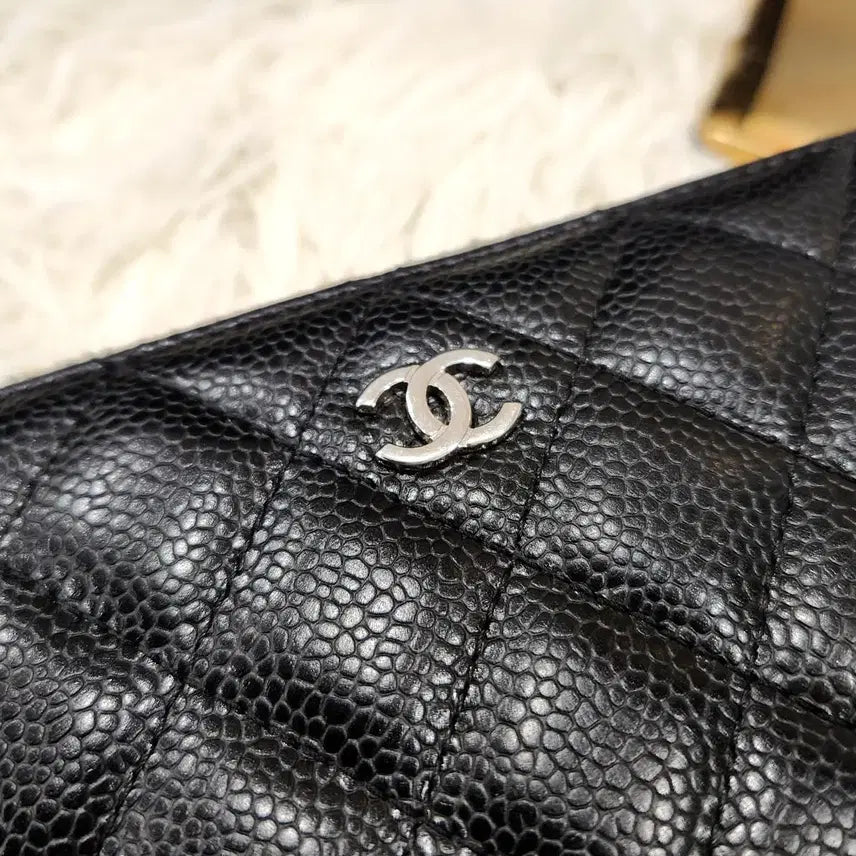 [BUNJANG] Chanel Classic Caviar Black Long Wallet A50097 / 샤넬클래식 캐비어 블랙은장 장지갑A50097판매