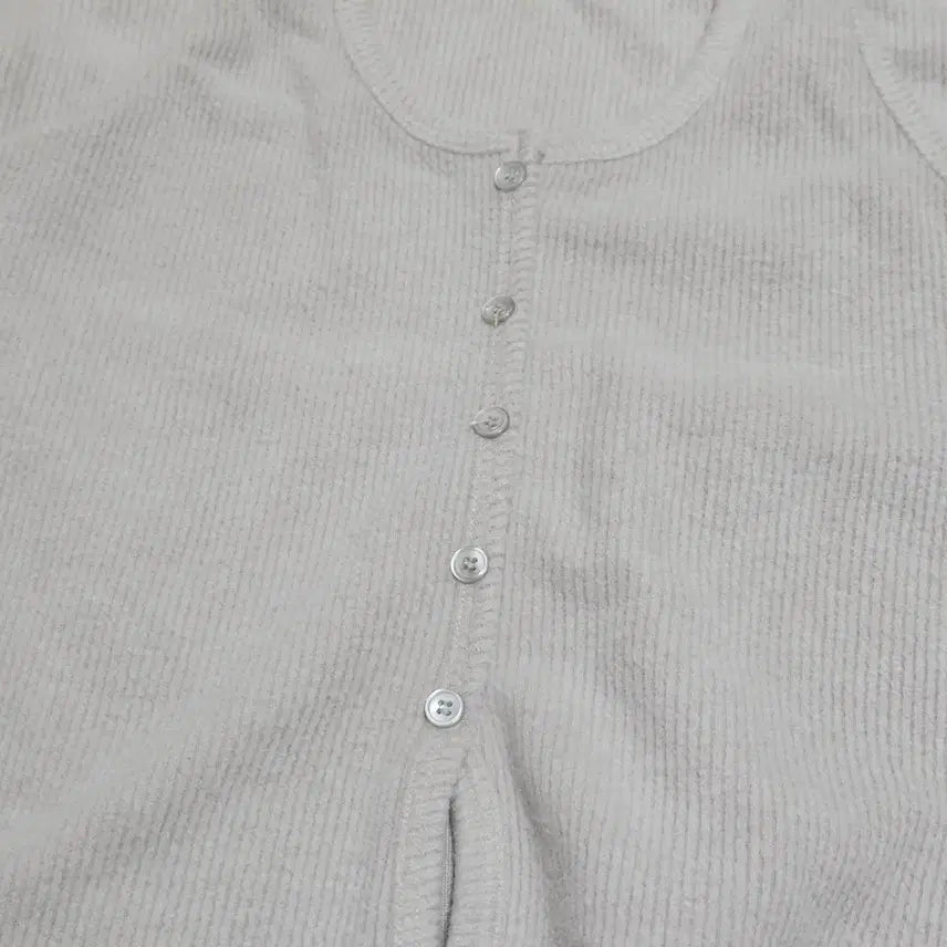 [BUNJANG] Knitted Long Sleeve Top and Button Sleeveless Set / 골지 니트 긴팔 + 단추 슬리브리스 세트