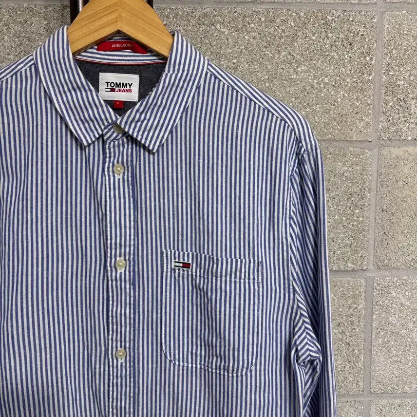 [BUNJANG] Striped Shirt L / 타미진스 스트라이프 셔츠 L(ns165 남방 긴팔 티셔츠 레귤러핏