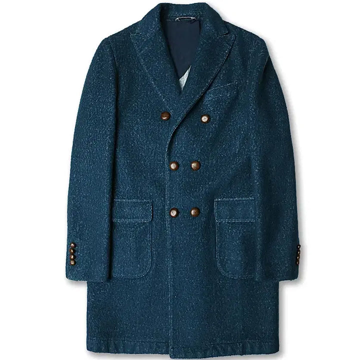 [BUNJANG] Hevo Cotton Lana Vergin Wool Double Coat / 헤보 [Hevo] 청록 코튼 라나 버진 울 이태리 더블 코트 폴로코트