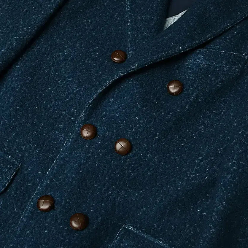 [BUNJANG] Hevo Cotton Lana Vergin Wool Double Coat / 헤보 [Hevo] 청록 코튼 라나 버진 울 이태리 더블 코트 폴로코트