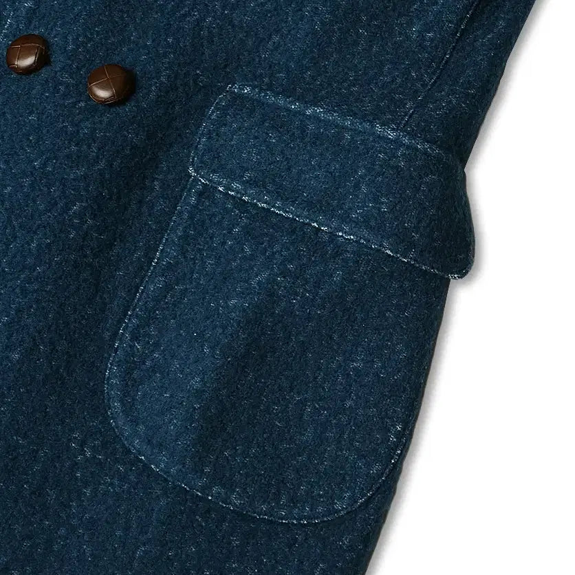 [BUNJANG] Hevo Cotton Lana Vergin Wool Double Coat / 헤보 [Hevo] 청록 코튼 라나 버진 울 이태리 더블 코트 폴로코트