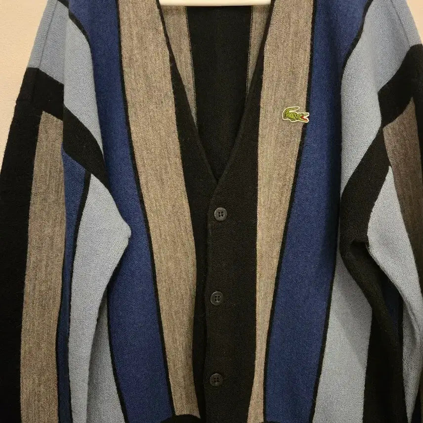 [BUNJANG] Lacoste Men's Striped Wool Cardigan / 라코스테 스트라이프 울 가디건100%울 라코스테 남성 스트라이프 가디건