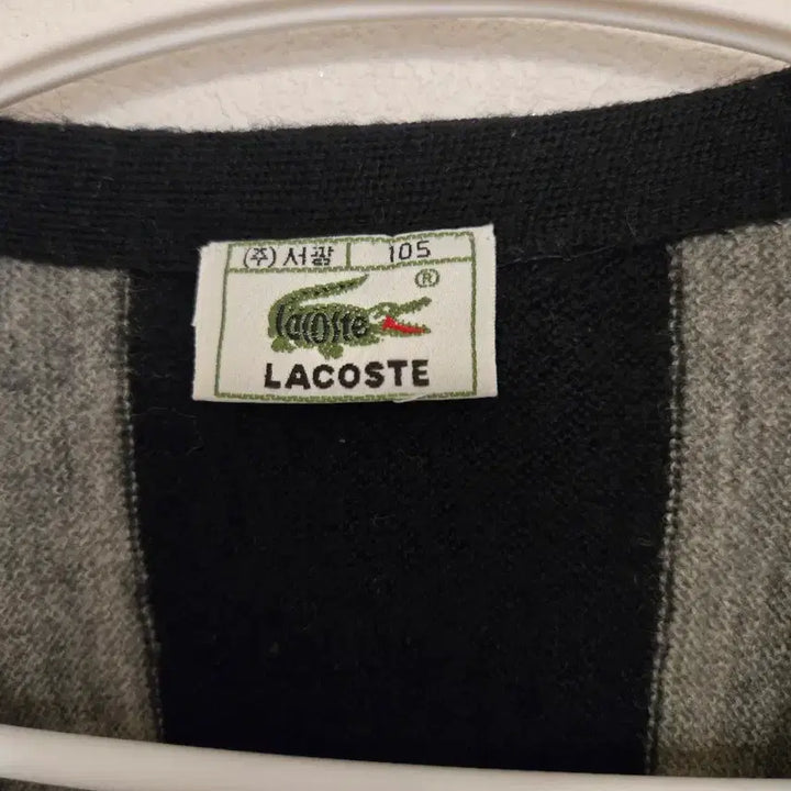 [BUNJANG] Lacoste Men's Striped Wool Cardigan / 라코스테 스트라이프 울 가디건100%울 라코스테 남성 스트라이프 가디건