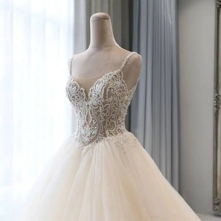 [SOLD OUT] 샴페인 베이지 레이스 이브닝 / 세미 웨딩드레스