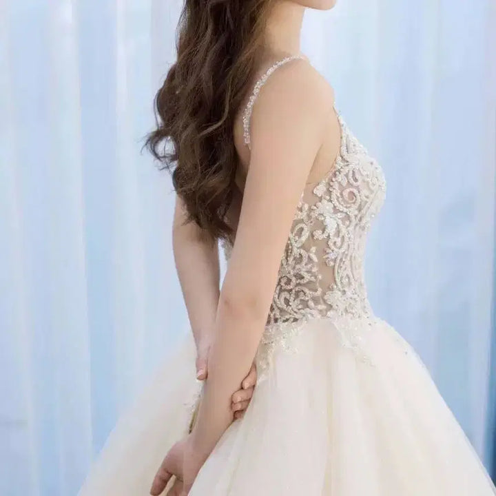 [SOLD OUT] 샴페인 베이지 레이스 이브닝 / 세미 웨딩드레스