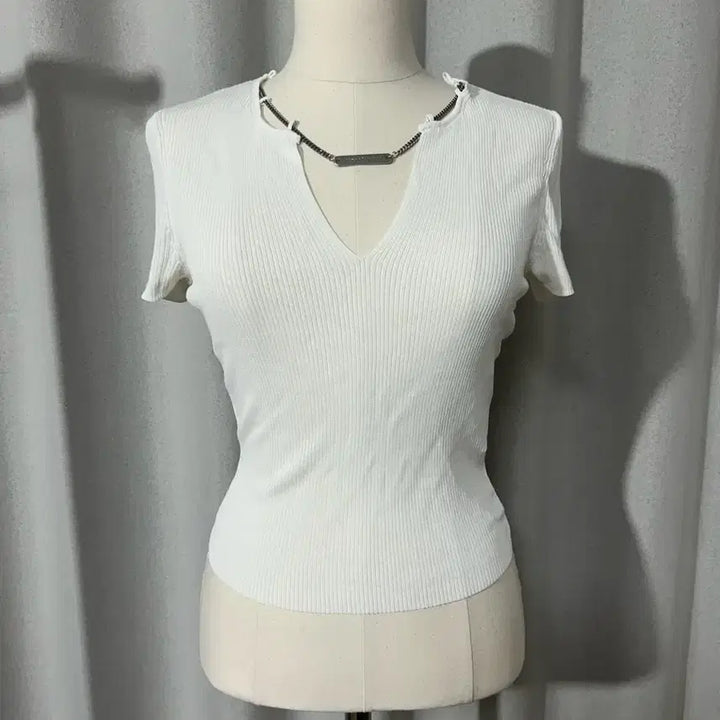 [BUNJANG] Alexander Wang V-Neck Chain Knit Top / 알렉산더왕 브이넥 체인 반팔 니트 -미착용새상품,택포함-