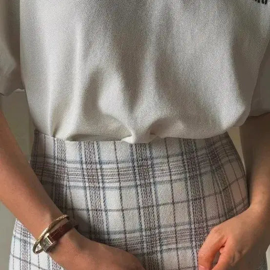 [BUNJANG] Labamba Room Linen Check Skirt - Size M / 라밤바룸 린넨체크스커트 m 새상품