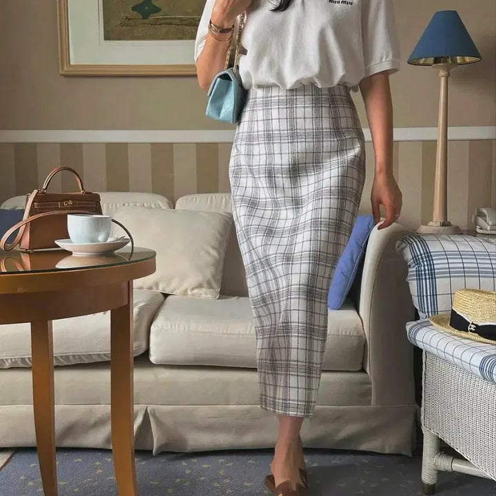 [BUNJANG] Labamba Room Linen Check Skirt - Size M / 라밤바룸 린넨체크스커트 m 새상품