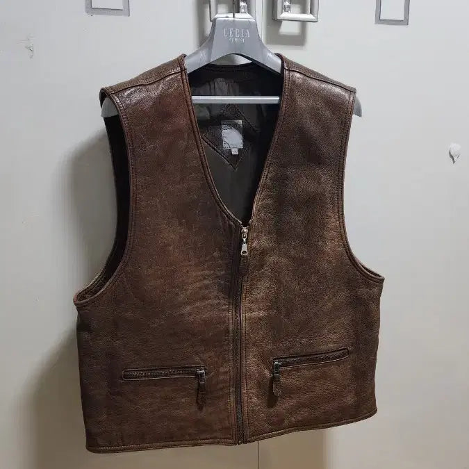 [BUNJANG] Esprit 90s Vintage Brown Leather Vest / 90's Esprit 빈티지 브라운 가죽 조끼