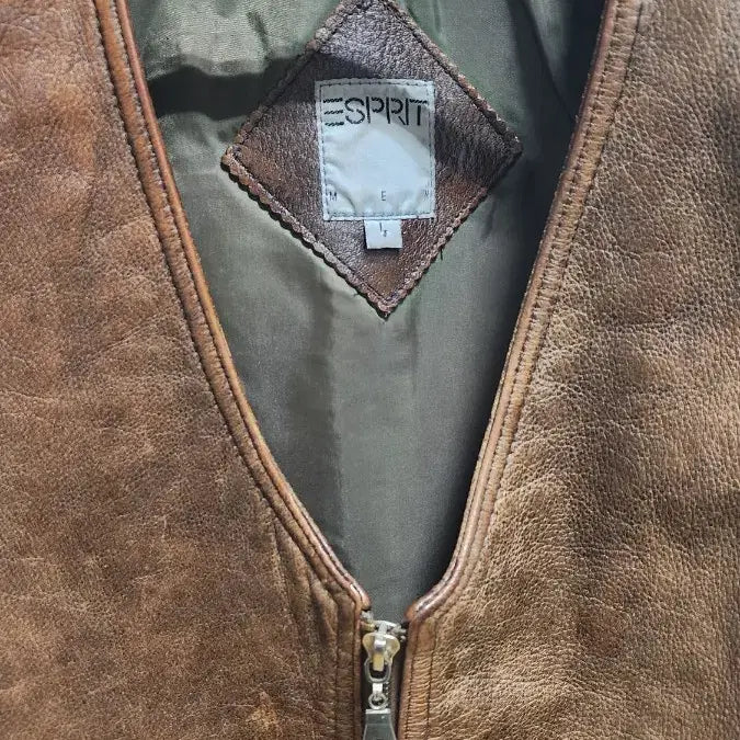 [BUNJANG] Esprit 90s Vintage Brown Leather Vest / 90's Esprit 빈티지 브라운 가죽 조끼