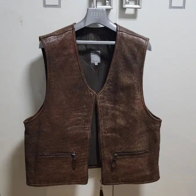 [BUNJANG] Esprit 90s Vintage Brown Leather Vest / 90's Esprit 빈티지 브라운 가죽 조끼
