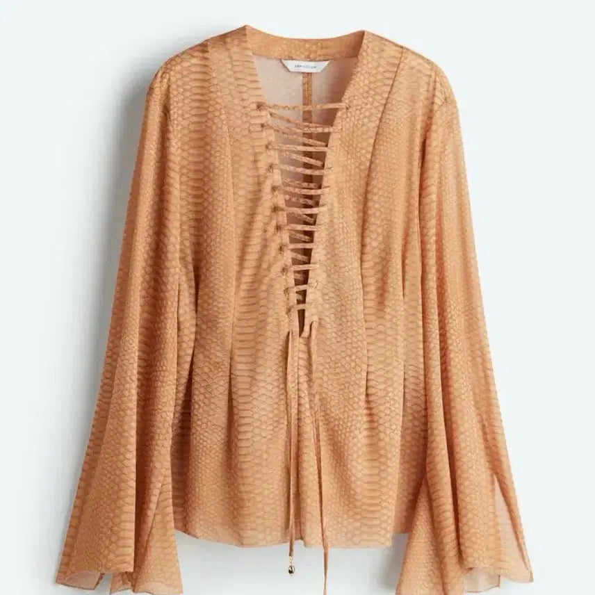 [BUNJANG] H&M Edition Lace-up Chiffon Blouse XS / H&M Edition 레이스업 디테일 쉬폰 블라우스 XS(새상품)