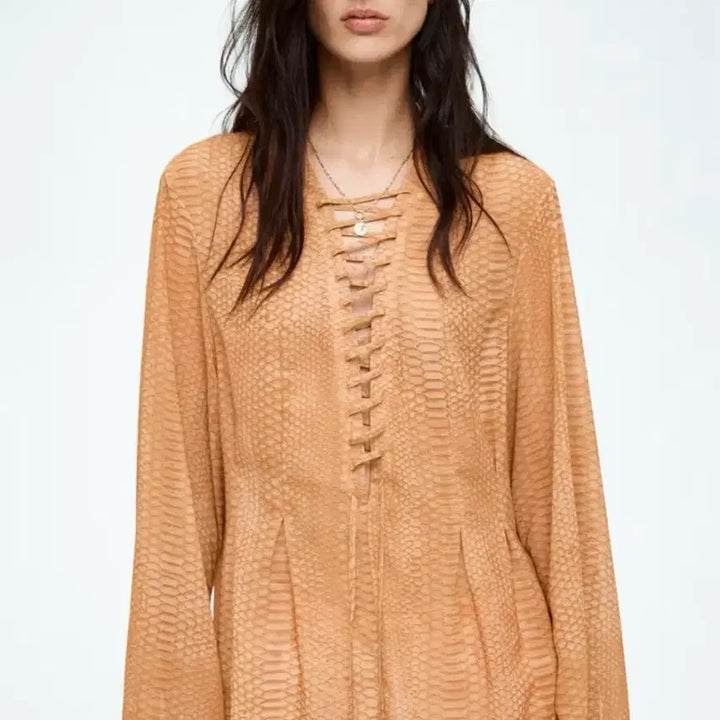 [BUNJANG] H&M Edition Lace-up Chiffon Blouse XS / H&M Edition 레이스업 디테일 쉬폰 블라우스 XS(새상품)