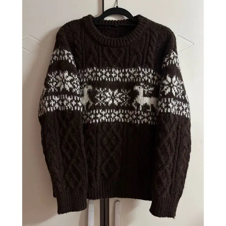 [BUNJANG] Brown Nordic Knit Sweater / (택포) 브라운 노르딕 니트