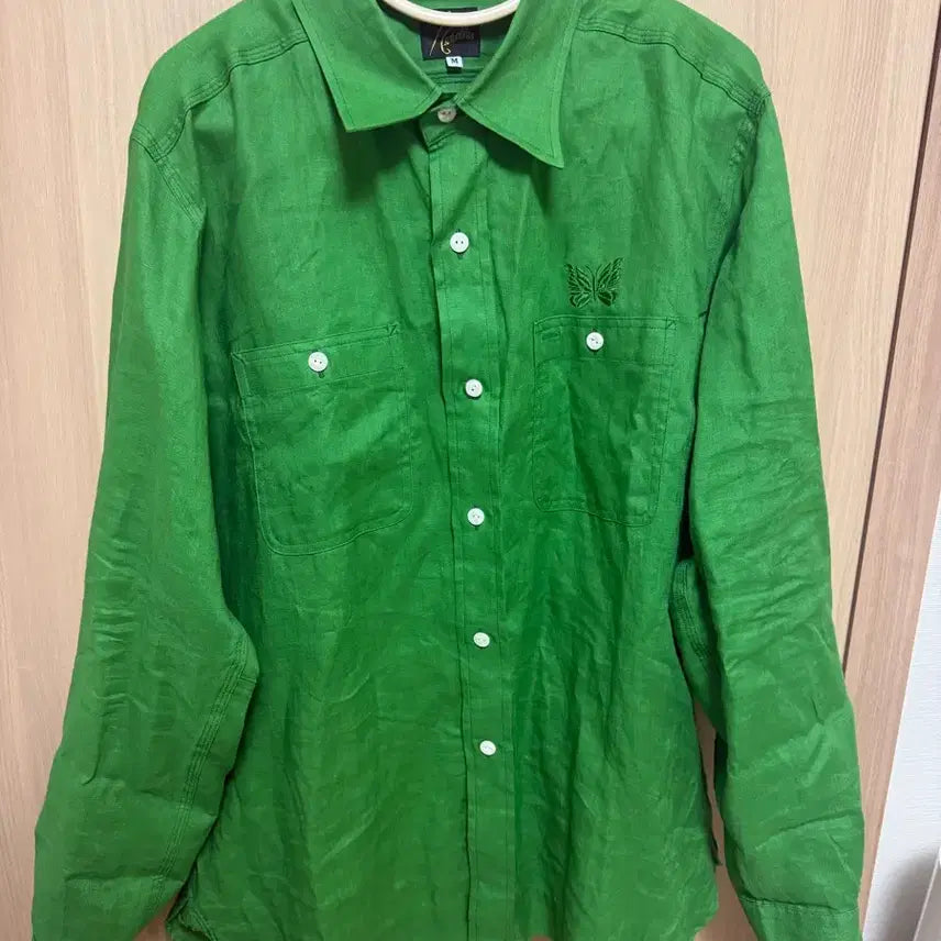 [BUNJANG] Needles Linen Canvas Work Shirt Green / 니들스 린넨 캔버스 워크 셔츠 그린