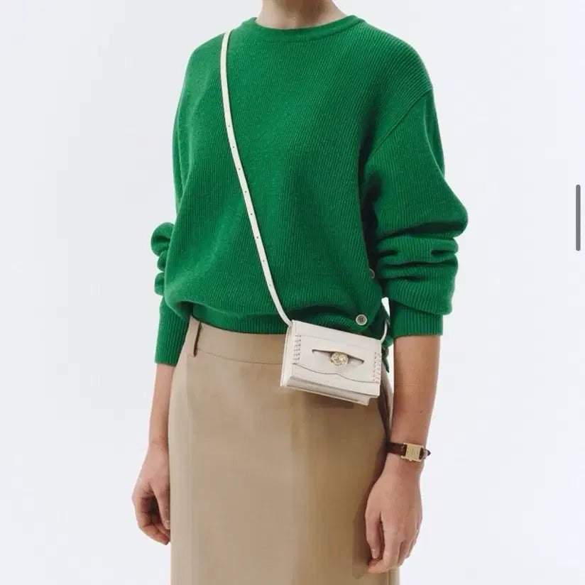 [SOLD OUT] 던스트 그린 버튼 포인트 니트 여성봄니트 여성봄자켓 트위드자켓