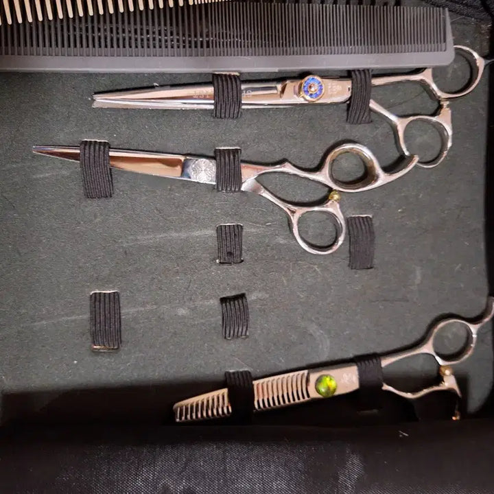 [BUNJANG] Hair Salon Scissors Set / #미용실재료#가위세트#빗#집게#가위오일#