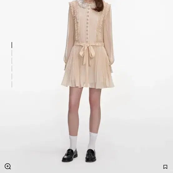 [BUNJANG] Self-Portrait Pleated Georgette Mini Dress / 셀프포트레이트 TANPLEATEDGEORGETTEMINIDRESS