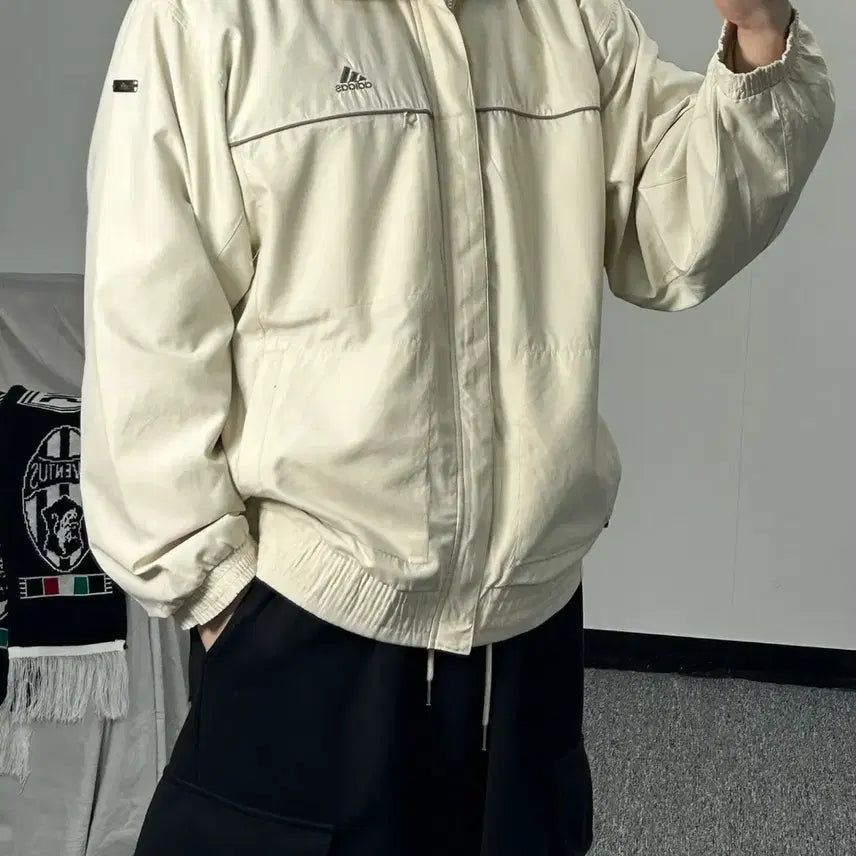 [BUNJANG] Adidas 90s Beige Windbreaker Jacket / 아디다스 90s 베이지 바람막이 자켓