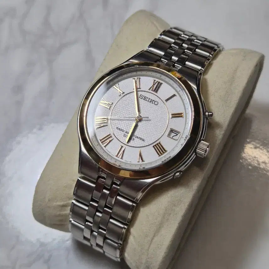 [BUNJANG] Seiko 7B22-0AM0 Roman Index Solar Watch / 세이코 전파시계 솔라 7B22-0AM0 로마인덱스 메탈밴드 (정상작동)