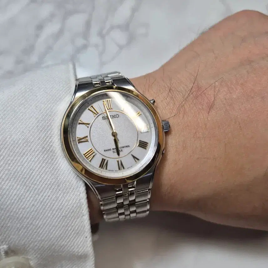[BUNJANG] Seiko 7B22-0AM0 Roman Index Solar Watch / 세이코 전파시계 솔라 7B22-0AM0 로마인덱스 메탈밴드 (정상작동)