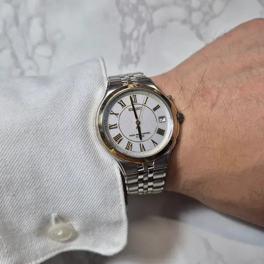 [BUNJANG] Seiko 7B22-0AM0 Roman Index Solar Watch / 세이코 전파시계 솔라 7B22-0AM0 로마인덱스 메탈밴드 (정상작동)