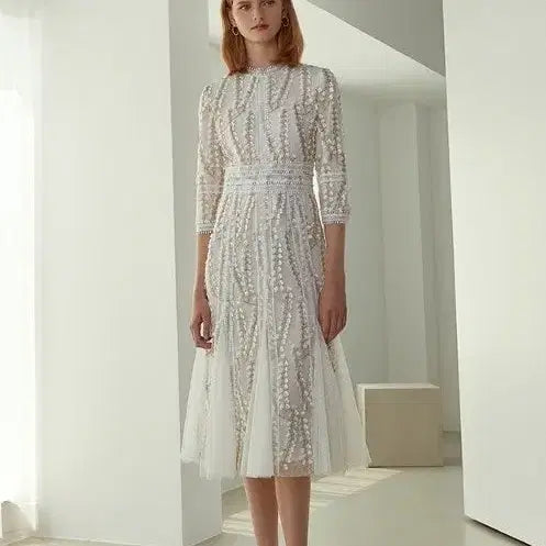 [BUNJANG] Satin Esblanc Rosa Lace Dress / 샤틴 에스블랑 로사 드레스 레이스원피스 돌잔치 2부 피로연 예복 셀프웨딩