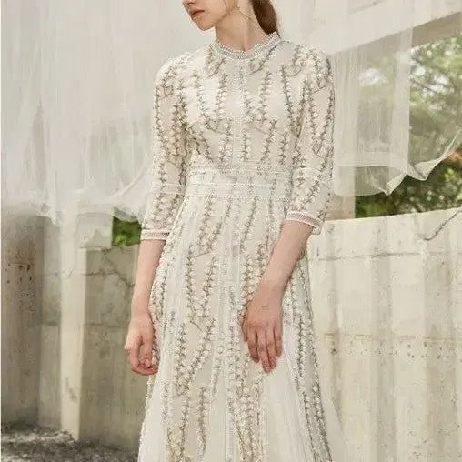 [BUNJANG] Satin Esblanc Rosa Lace Dress / 샤틴 에스블랑 로사 드레스 레이스원피스 돌잔치 2부 피로연 예복 셀프웨딩